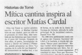 Mítica cantina inspira al escritor Matías Cardal  [artículo]