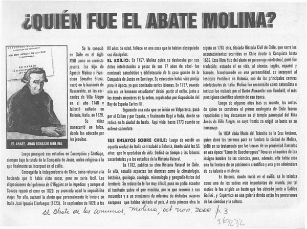 ¿Quién fue el Abate Molina?  [artículo]