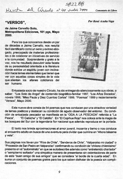 Versos  [artículo] René Acuña Vega