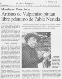 Artistas de Valparaíso pintan libro póstumo de Pablo Neruda  [artículo]