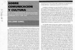 Sobre comunicación y cultura  [artículo] Guillermo Sunkel