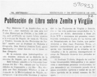 Publicación de libro sobre Zemita y Virgüin  [artículo]