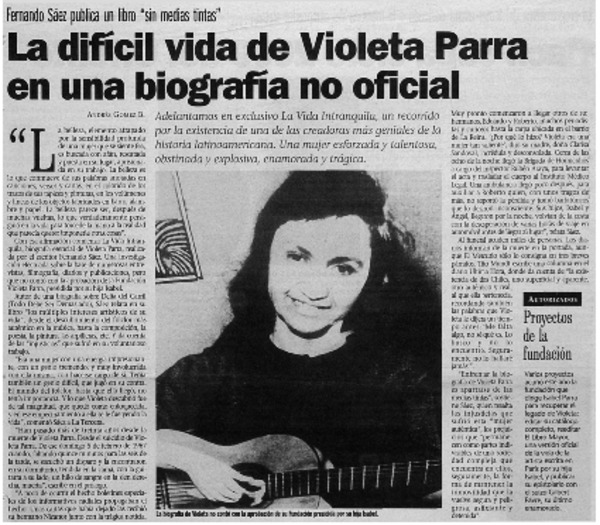 La difícil vida de Violeta Parra en una biografía no oficial