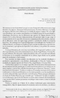 Décimas autobiográficas de Violeta Parra, tejiendo las diferencias  [artículo] Paula Miranda