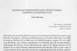 Décimas autobiográficas de Violeta Parra, tejiendo las diferencias  [artículo] Paula Miranda