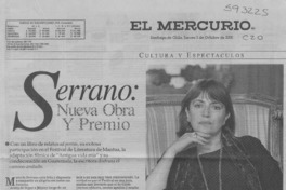 Serrano, nueva obra y premio  [artículo] Carolina Andonie Dracos