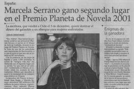 Marcela Serrano ganó segundo lugar en el Premio Planeta de Novela 2001