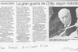 La gran guerra de Chile, según Volodia  [artículo] Álvaro Arroyo