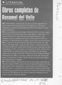 Obras completas de Rosamel del Valle  [artículo]