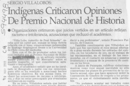 Indígenas criticaron opiniones de Premio Nacional de Historia  [artículo]