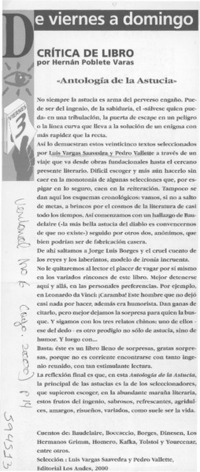 Antología de la astucia  [artículo] Hernán Poblete Varas