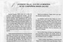 Juvencio Valle, vivo en la memoria de su compañera María Gálvez  [artículo]