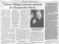 Nelson Villagra estrena montaje de Marguerite Duras  [artículo] Javier Ibacache V.