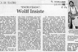 Wolff insiste  [artículo] Juan Antonio Muñoz H.