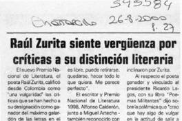 Raúl Zurita siente vergüenza por críticas a su distinció literaria  [artículo]