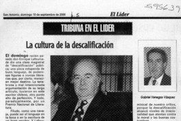 La cultura de la descalificación  [artículo] Gabriel Venegas Vásquez