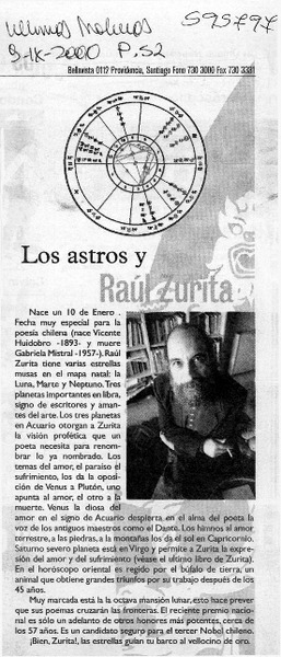 Los astros y Raúl Zurita  [artículo]