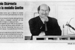 El escritor Antonio Skármeta galardonado con la medalla Goethe  [artículo]