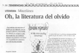 Oh, la literatura del olvido