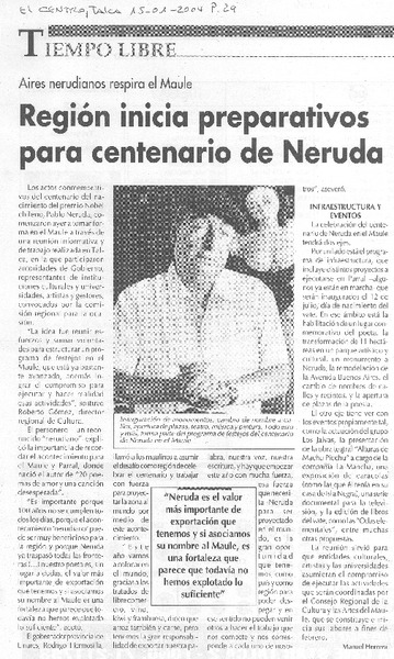 Región inicia preparativos para centenario de Neruda
