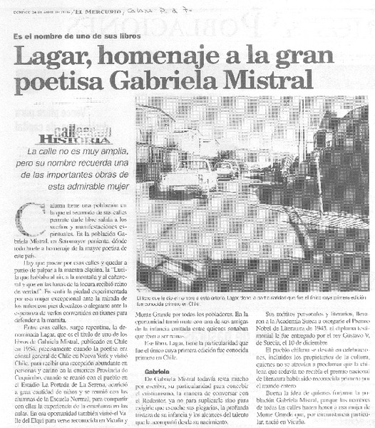 Lagar, homenaje a la gran poetisa Gabriela Mistral