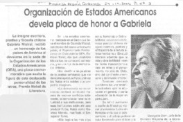 Organización de Estados Americanos devela placa de honor a Gabriela