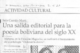 Una salida editorial para la poesía boliviana del siglo XX