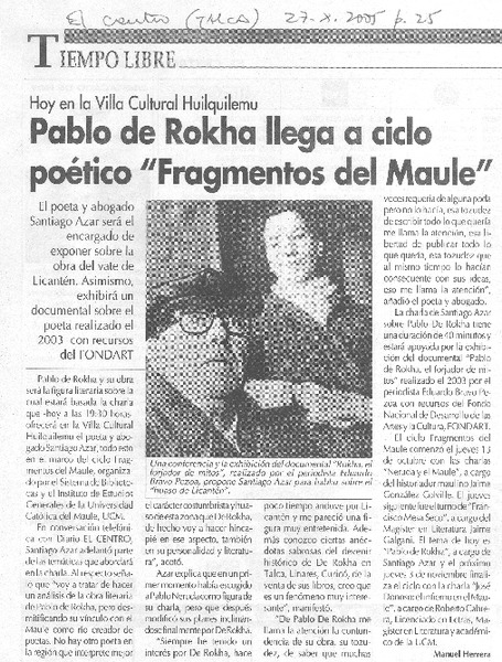 Pablo de Rokha a ciclo poético "Fragmentos del Maule"