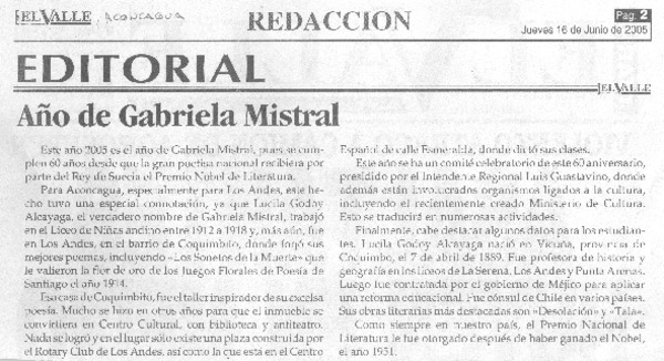 Año de Gabriela Mistral.