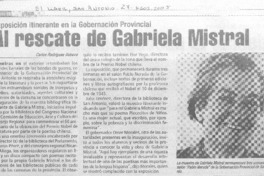 Al rescate de Gabriela Mistral.