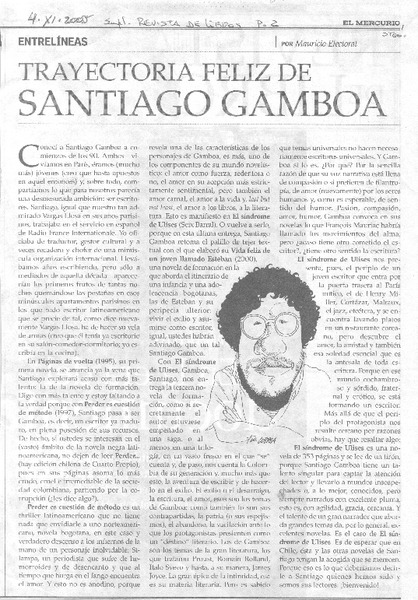Trayectora feliz de Santiago Gamboa.