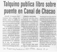 Talquino publica libro sobre puente en Canal de Chacao.