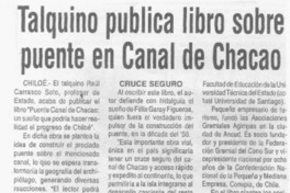 Talquino publica libro sobre puente en Canal de Chacao.