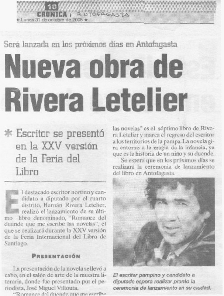 Nueva obra de Rivera Letelier.