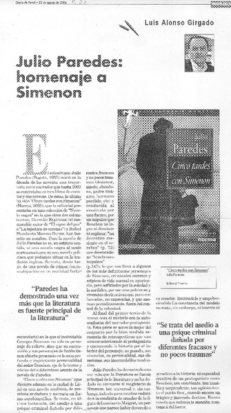 Julio Paredes: homenaje a Simenon