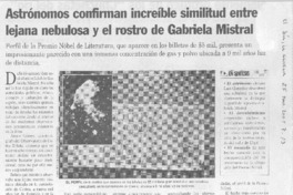 Astrónomos confirman increíble similitud entre lejana nebulosa y el rostro de Gabriela Mistral.