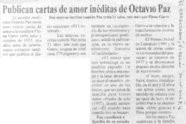 Publican cartas de amor inéditas de Octavio Paz.