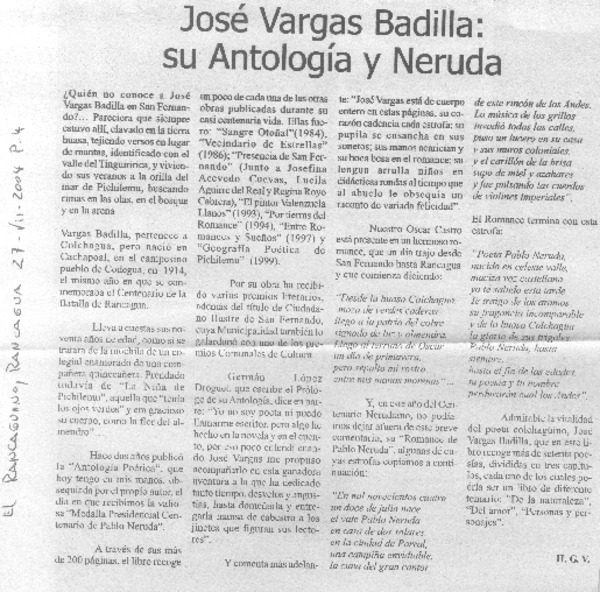 José Vargas Badilla: su Antología y Neruda.