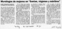 Monólogos de mujeres en "Santas, vírgenes y mártires"  [artículo]