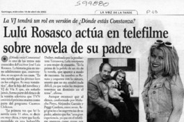 Lulú Rosasco actúa en telefilme sobre novela de su padre
