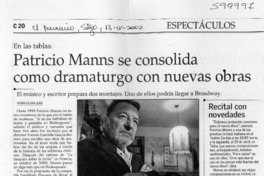 Patricio Manns se consolida como dramaturgo con nuevas obras  [artículo] Verónica San Juan