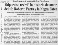 Valparaíso revivió la historia de amor del tío Roberto Parra y la Negra Ester  [artículo]