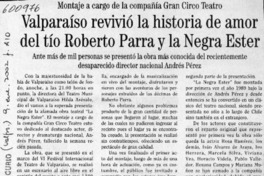 Valparaíso revivió la historia de amor del tío Roberto Parra y la Negra Ester  [artículo]
