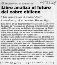 Libro analiza el futuro del cobre chileno  [artículo]