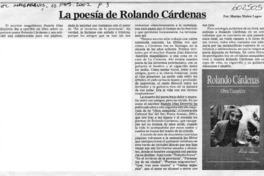La poesía de Rolando Cárdenas  [artículo] Marino Muñoz Lagos