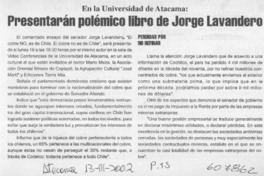 Presentarán polémico libro de Jorge Lavandero  [artículo]