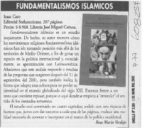 Fundamentalismos islámicos  [artículo] Rosa María Verdejo