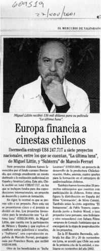Europa financia a cineastas chilenos  [artículo]