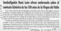 Investigador René León ofrece conferencia sobre el contexto histórico de los 100 años de la Virgen del Valle  [artículo]