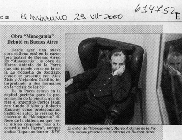 Obra "Monogamia" debutó en Buenos Aires  [artículo]